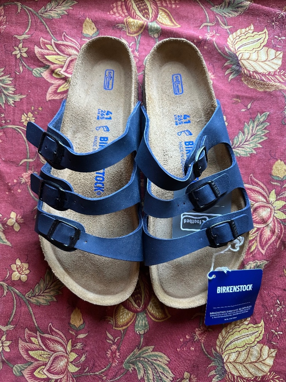 Birkenstock Florida Soft Footbed Sandals in Medium Blue Birko-flor